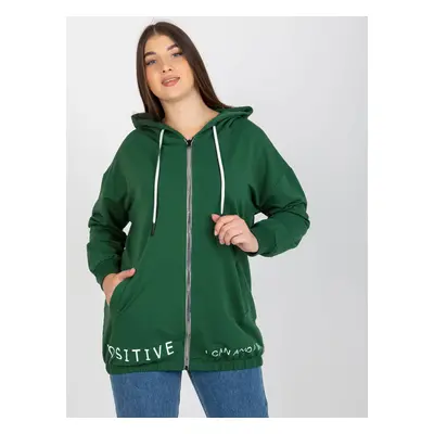 Tmavě zelená mikina na zip -RV-BL-8302.78-dark green