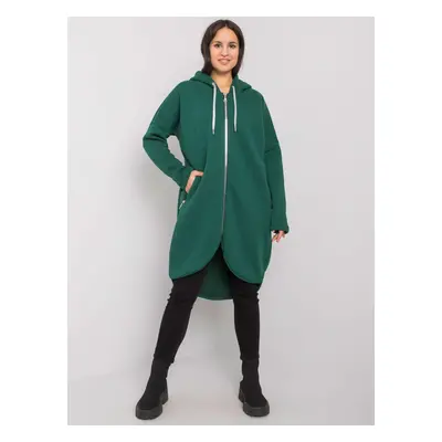 Tmavě zelená dámská dlouhá mikina na zip RV-BL-5775.17X-dark green