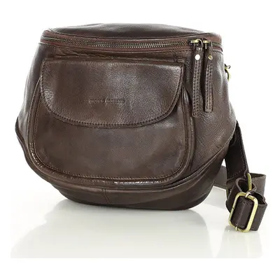 MARCO MAZZINI tmavě hnědá crossbody kabelka s širokým popruhem (vs103c)