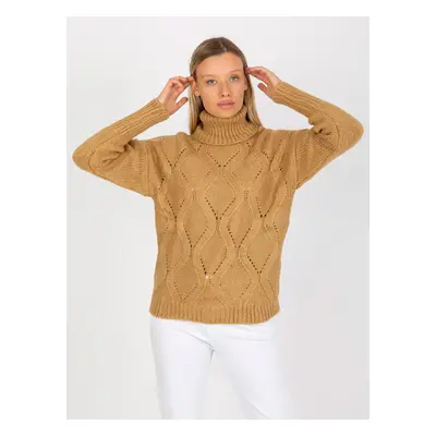 Béžový oversized svetřík s rolákem LC-SW-3019.05P-camel