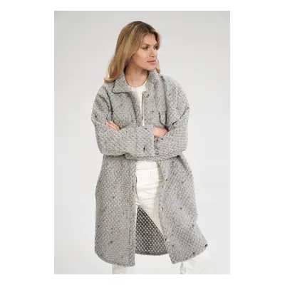 Šedý košilový teddy coat M808 Grey