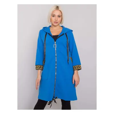 Modrá dámská delší mikina na zip RV-BL-6792.02P-blue