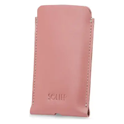 SOLIER SVĚTLE RŮŽOVÉ KOŽENÉ POUZDRO NA TELEFON IPHONE 11 (ETUI NA IPHONE 11 SA58 PINK)