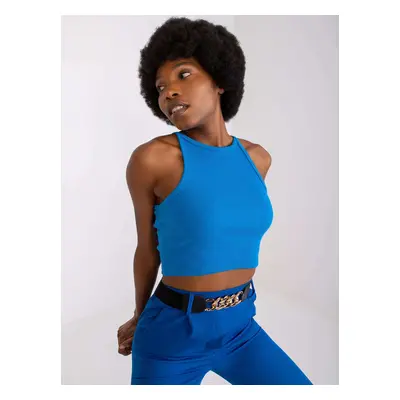 MODRÝ ŽEBROVANÝ CROP TOP MARGO -RV-TP-7685.74-BLUE