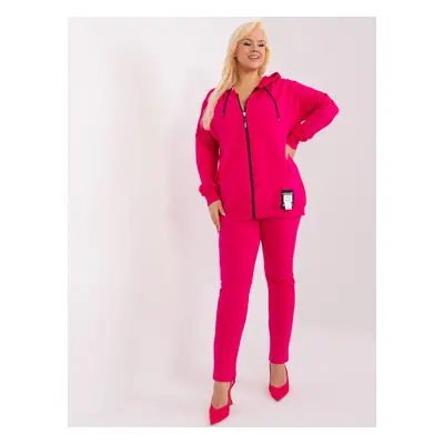 TMAVĚ RŮŽOVÁ TEPLÁKOVÁ SOUPRAVA S KAPUCÍ RV-KMPL-8972.65-DARK PINK