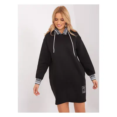 Černé mikinové šaty s kapsami RV-TU-9224.95P-black