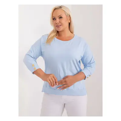 Světle modrá mikina s knoflíky na rukávu -RV-BZ-9504.97-light blue