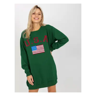 Tmavě zelená dlouhá mikina USA VI-BL-3192.23P-dark green