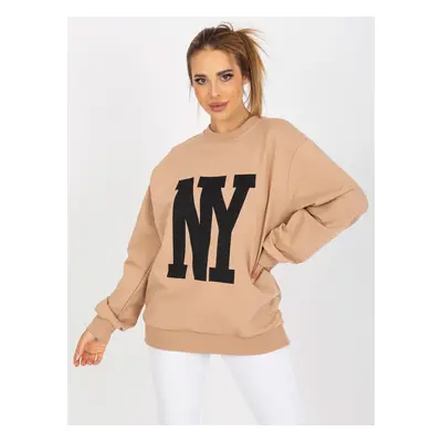 Béžová mikina bez kapuce NY -FA-BL-7950.64-beige