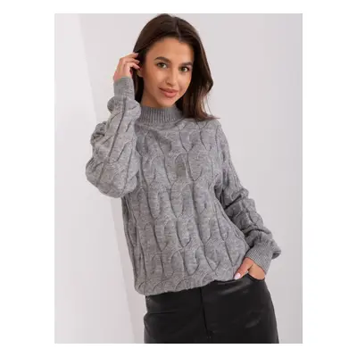 Šedý teplý svetr s rolákem -AT-SW-2235.00P-dark grey