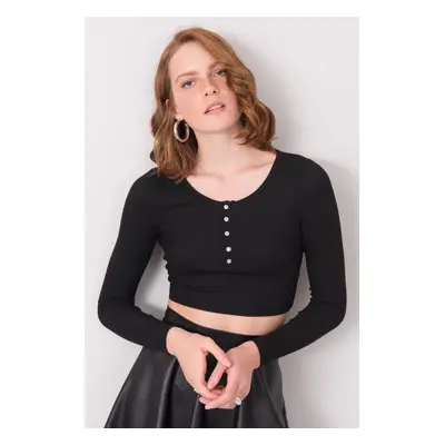 Černý dámský crop top s knoflíky 15472-black