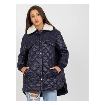 Tmavě modrá prošívaná bunda -EM-KR-8480K.62-dark blue