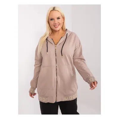 Béžová mikina na zip s kapucí -RV-BL-8262.85-dark beige