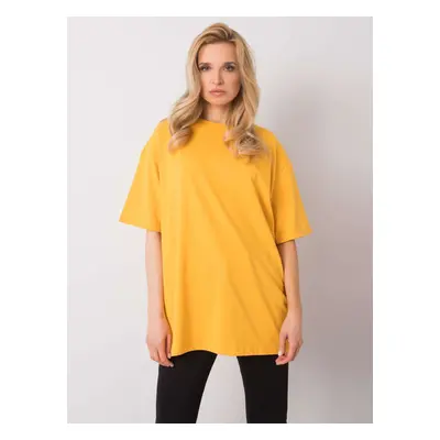 Tmavě žluté dámské oversize tričko RV-TS-6052.71P-yellow