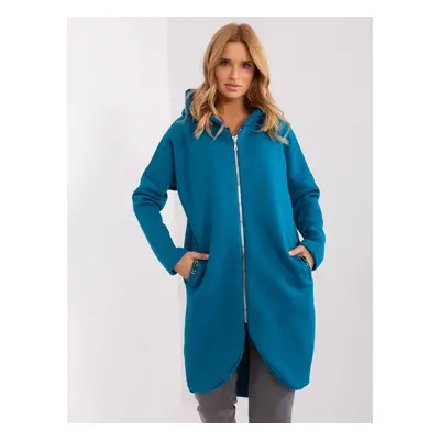 Modrá dlouhá mikina na zip RV-BL-4858-1.99P-sea blue