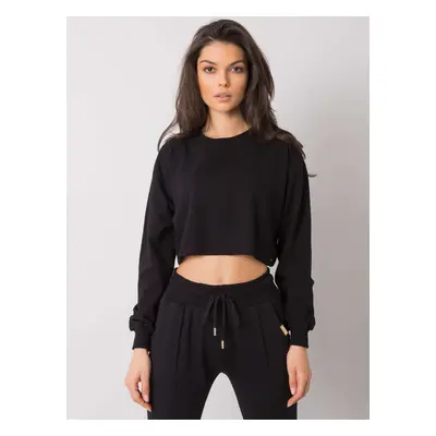 Černé volné crop tričko s dlouhými rukávy RV-BZ-7309.54-black