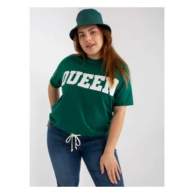 Tmavě zelené tričko "Queen" s vázáním -RV-BZ-7860.68P-dark green