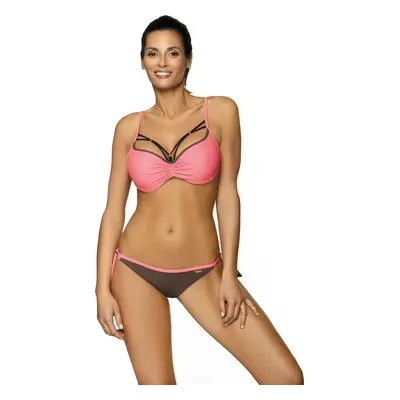 Růžovo-šedé bikiny s ozdobným výstřihem Shirley Dark Taupe-Rosella M-455 (3)