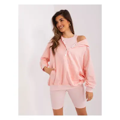 SVĚTLE RŮŽOVÝ TŘÍDÍLNÝ KOMPLET ŠORTEK, CROP TOPU A MIKINY EM-KMPL-831.17-LIGHT PINK