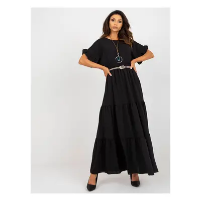 Černá volánová maxi sukně DHJ-SD-8367.09-black