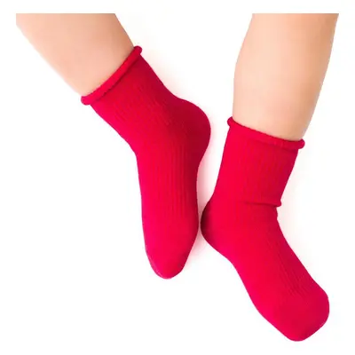 ČERVENÉ DĚTSKÉ NEKOMPRESNÍ MERINO PONOŽKY ART.130 MC015, RED - PRESSURE FREE