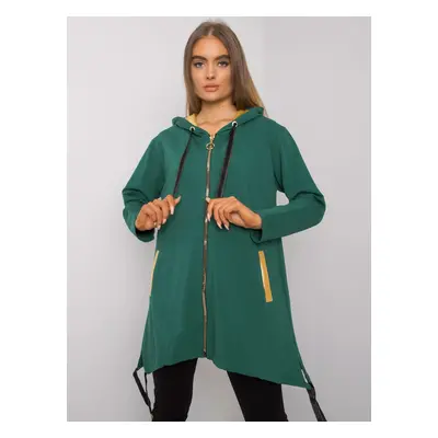 Tmavě zelená dámská oversize mikina na zip RV-BL-4899.23P-dark green