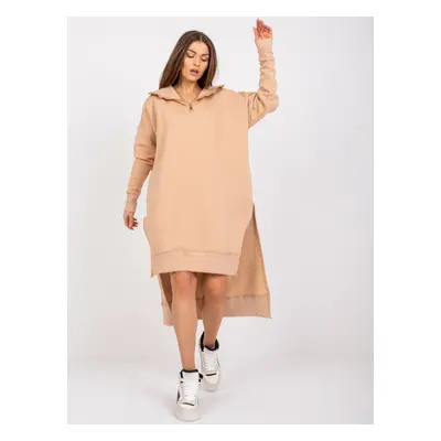 Béžová dlouhá volná mikina Quito se zipem u krku -FA-BL-7426.25-beige