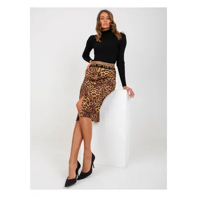 Černo-béžová midi sukně s leopardím potiskem a zipem VI-SD-147.43P-black-beige