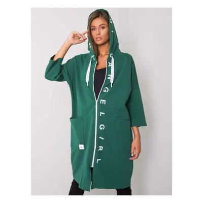 Tmavě zelená dlouhá mikina na zip -RV-BL-6855.46-dark green