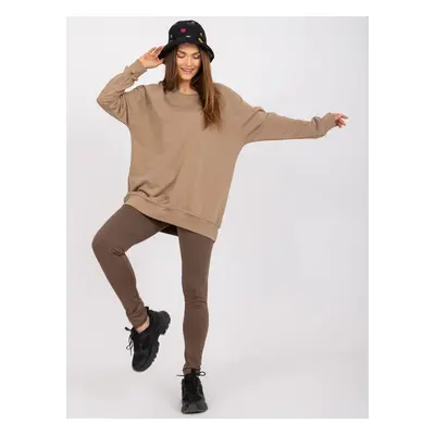 BÉŽOVÁ DÁMSKÁ OVERSIZE MIKINA BEZ KAPUCE EM-BL-U623.63P-BEIGE