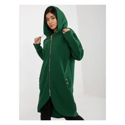 Tmavě zelená dlouhá mikina na zip -RV-BL-4858-1.99P-dark green