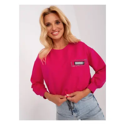 Fuchsiová crop top mikina RV-BZ-8156.85-fuchsia