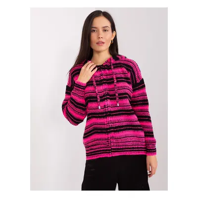 Růžovo-černý svetr s kapucí -BA-SW-8000.56P-black-pink