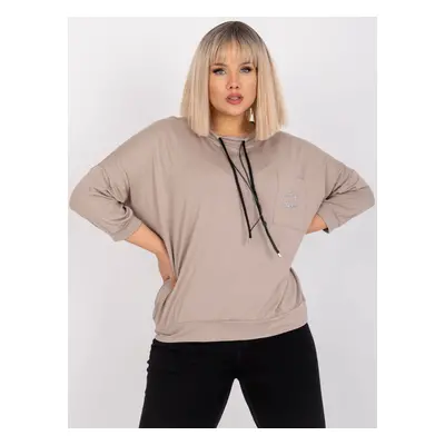 Tmavě béžová halenka s kapsou -RV-BZ-7584.62-dark beige