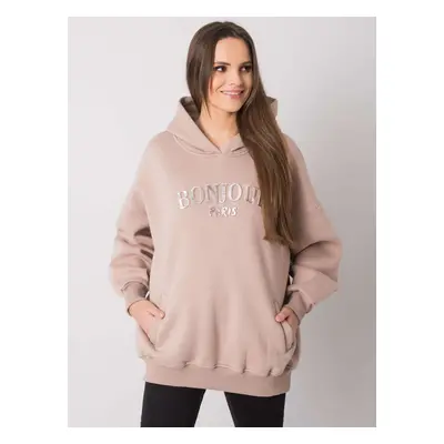 Béžová dámská oversize mikina s kapucí RV-BL-7357.35X-beige