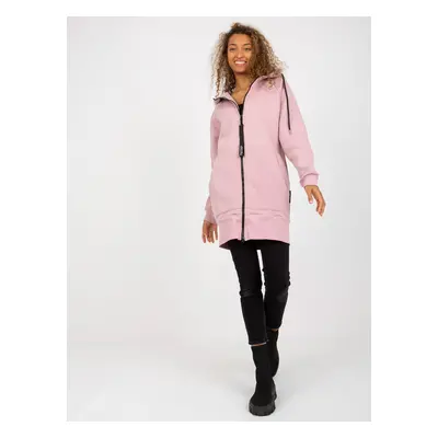 Růžová dlouhá mikina s kapucí -AP-BL-AP-3004.32-dark pink