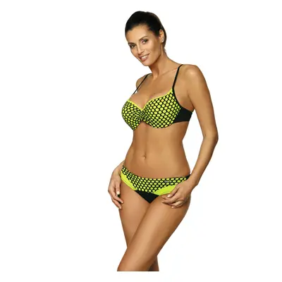 Neonově žluté puntíkaté bikiny Rosaline Beat M-490 (2)