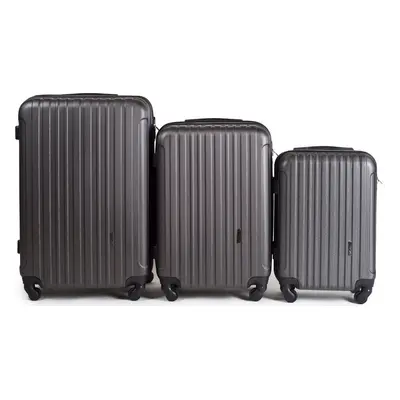 Tmavě šedá sada tří cestovních kufrů FLAMINGO 2011, Luggage 3 sets (L,M,S) Wings, Dark grey