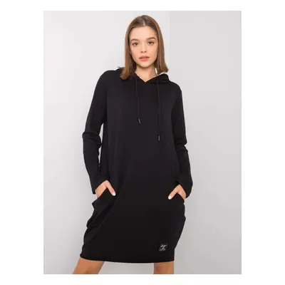 Černé mikinové šaty s kapucí RV-SK-6895.68P-black