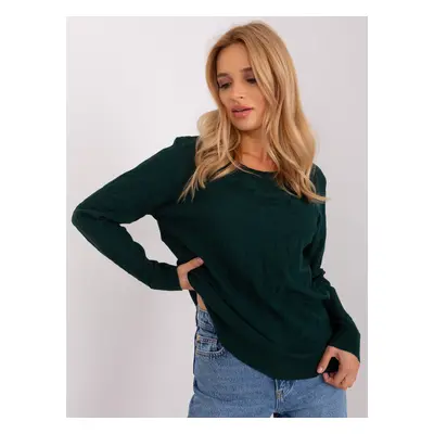 Tmavě zelený svetr se vzorem AT-SW-2231A.00P-dark green