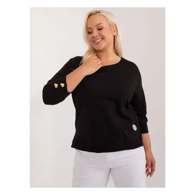 Černá mikina s knoflíky na rukávu RV-BZ-9504.97-black