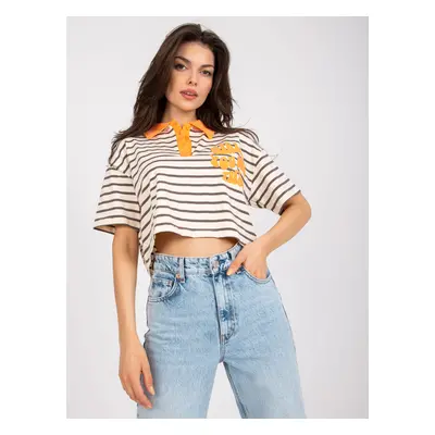 Béžovo-žlutý polo crop top "Girl... You got this" -FA-BZ-7785.91P