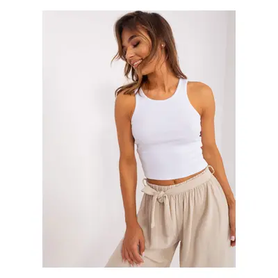 Bílý žebrovaný crop top TW-TP-OB066.39P-white