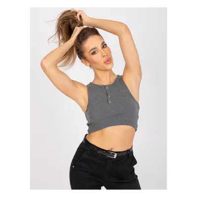 Šedý crop top s knoflíčky Riley -RV-TP-7528.11X-grey