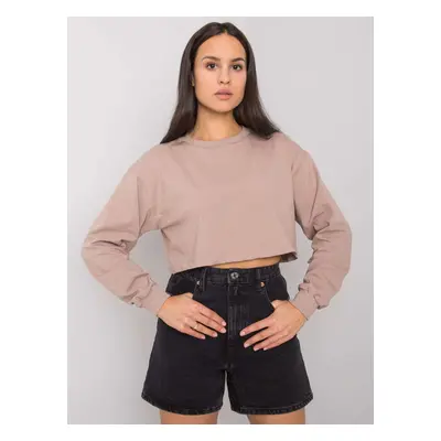 Béžové volné crop tričko s dlouhými rukávy RV-BZ-7309.54-beige