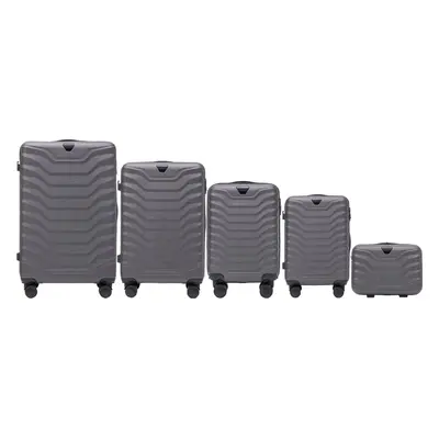 Tmavě šedá 5dílná PEAFOWL PEA01, Set of 5 suitcases (L,M,S,XS,BC) Wings, Dark grey