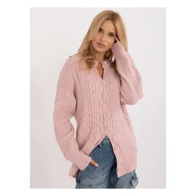 Růžový dámský kardigan se zapínáním AT-SW-23525.21-light pink