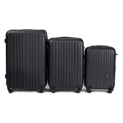 Černá sada tří cestovních kufrů FLAMINGO 2011, Luggage 3 sets (L,M,S) Wings, Black