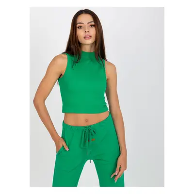 Zelený žebrovaný crop top AP-TP-110.79-green