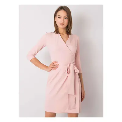 Světle růžové šaty s vázáním LK-SK-507665.17P-pink